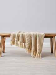 BHS Cream Waffle Woven Throw - Image 3 of 3