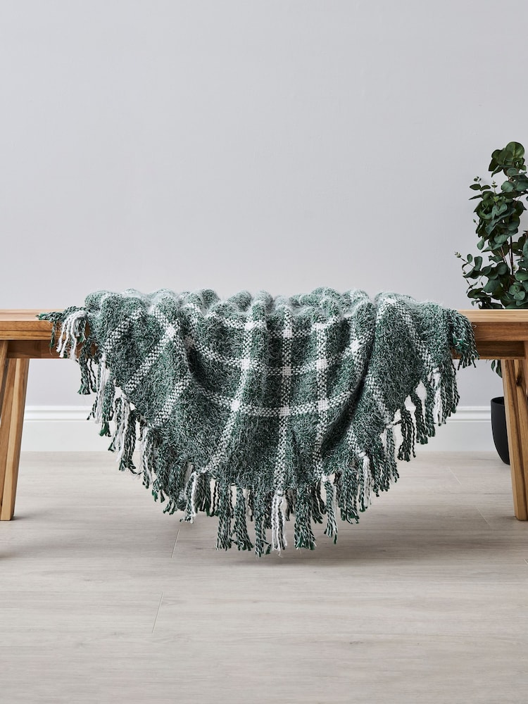 BHS Green Chequers Throw - Image 1 of 3 BHS Green Chequers Throw - Image 1 of 3