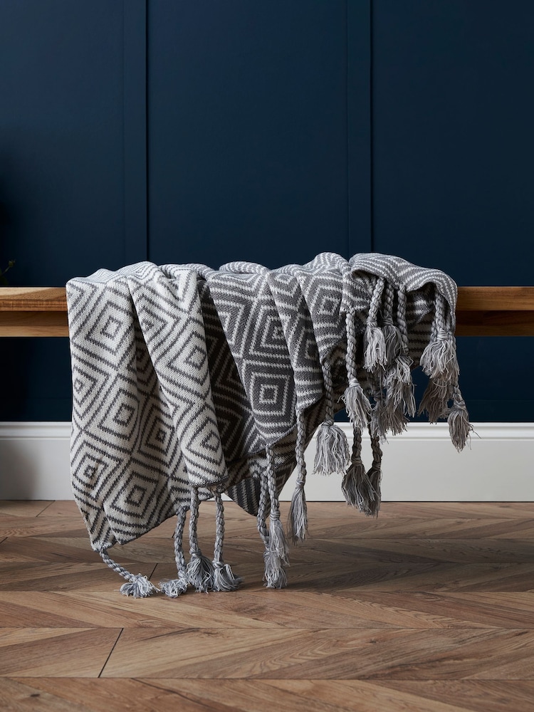 BHS Grey Kamina Throw - Image 1 of 3 BHS Grey Kamina Throw - Image 1 of 3