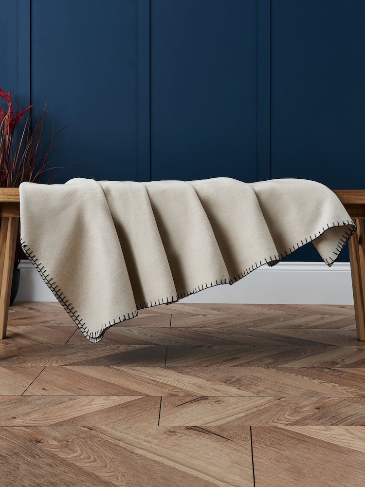 BHS Natural Felt Blanket Stitch Throw - Image 1 of 4