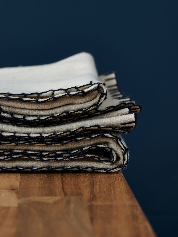 BHS Natural Felt Blanket Stitch Throw - Image 2 of 4