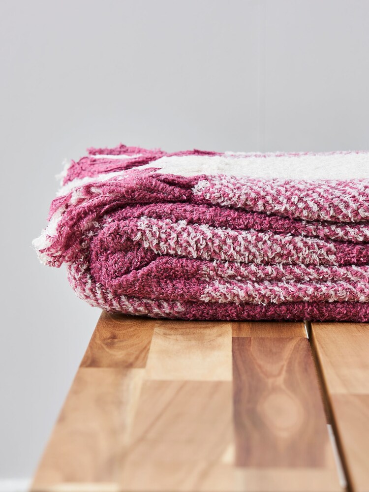 BHS Pink Trieste - Feather Woven Throw - Image 2 of 3