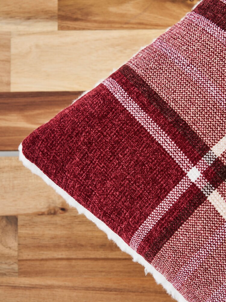 BHS Red Chenille Check with Sherpa Cushion - Image 2 of 5