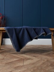 BHS Blue Felt Blanket Stitch Throw - Image 1 of 4