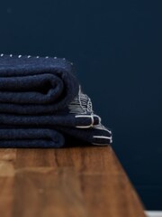 BHS Blue Felt Blanket Stitch Throw - Image 2 of 4
