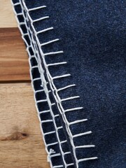 BHS Blue Felt Blanket Stitch Throw - Image 3 of 4