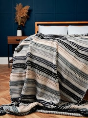 BHS Grey Ombre Knitted 100% Cotton Throw - Image 1 of 6