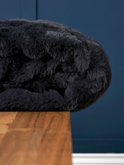 BHS Black Ruched Faux Fur Throw - Image 2 of 4