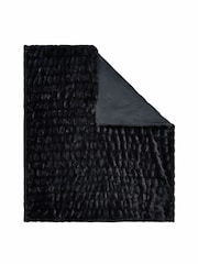 BHS Black Ruched Faux Fur Throw - Image 4 of 4