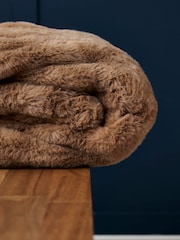 BHS Natural Ruched Faux Fur Throw - Image 2 of 4
