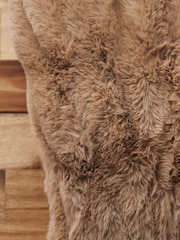 BHS Natural Ruched Faux Fur Throw - Image 3 of 4