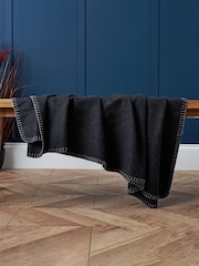 BHS Charcoal Grey Felt Blanket Stitch Throw - Image 1 of 4