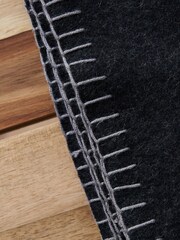 BHS Charcoal Grey Felt Blanket Stitch Throw - Image 2 of 4