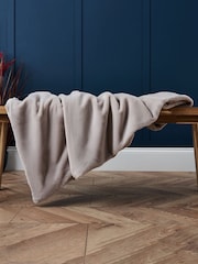 BHS Tan Brown Plain Faux Fur Throw - Image 1 of 4