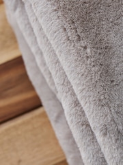 BHS Tan Brown Plain Faux Fur Throw - Image 2 of 4