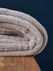 BHS Tan Brown Plain Faux Fur Throw - Image 3 of 4