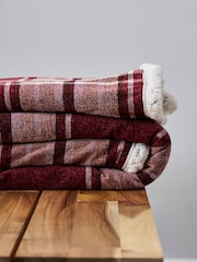 BHS Red Luxury Warm Check with Sherpa Throw - Image 2 of 2