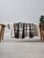 BHS Grey Luxury Warm Check with Sherpa Throw - Image 1 of 3