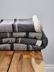 BHS Grey Luxury Warm Check with Sherpa Throw - Image 2 of 3