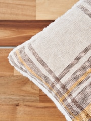 BHS Ochre Yellow Chenille Check with Sherpa Cushion - Image 2 of 5