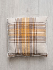 BHS Ochre Yellow Chenille Check with Sherpa Cushion - Image 4 of 5