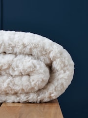 BHS Cream Faux Fur Bouclé Throw - Image 2 of 4