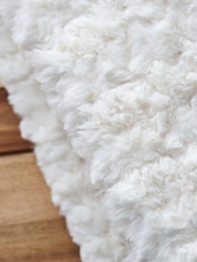BHS Cream Faux Fur Bouclé Throw - Image 3 of 4