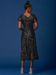 Jolie Moi Black Sequin Fit & Flare Maxi Dress - Image 2 of 6