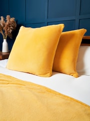 BHS Ochre Yellow Microfleece 59x59cm Cushion - Image 1 of 5