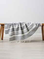 BHS Navy Blue Riviera Stripe Throw - Image 1 of 4
