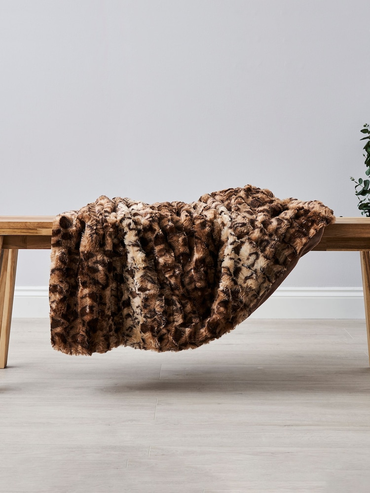BHS Natural Animal Print Throw - Image 1 of 1