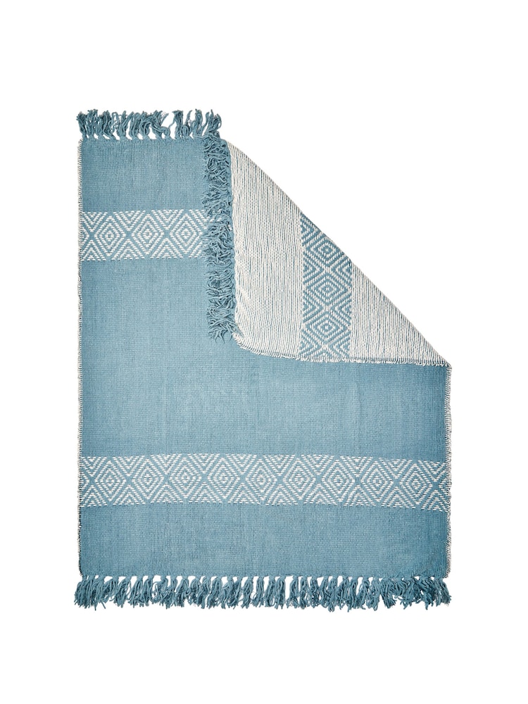 BHS Blue Diamond Chenille Throw - Image 3 of 3 BHS Blue Diamond Chenille Throw - Image 3 of 3