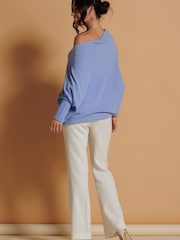 Jolie Moi Lilac Purple Asymmetric Draped Soft Knit Jumper - Image 2 of 6