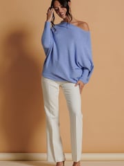 Jolie Moi Lilac Purple Asymmetric Draped Soft Knit Jumper - Image 6 of 6