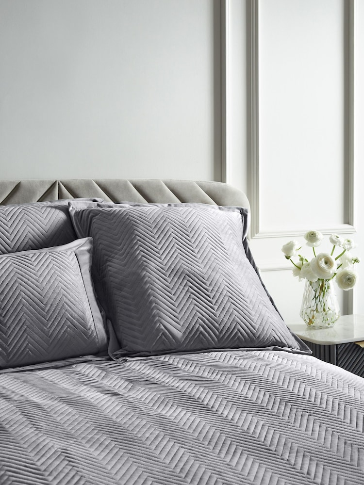 Charcoal Grey Madison Velvet Set of 2, Square Pillowcase - Image 1 of 5