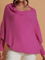 Jolie Moi Pink Asymmetric Draped Soft Knit Jumper - Image 4 of 6
