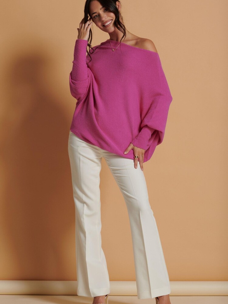 Pink - Jolie Moi Asymmetrisch drapierter, weicher Strickpullover - Bild 6 von 6 Pink - Jolie Moi Asymmetrisch drapierter, weicher Strickpullover - Bild 6 von 6