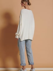 Jolie Moi Cream Soft Knit Shell Button Cardigan - Image 2 of 6