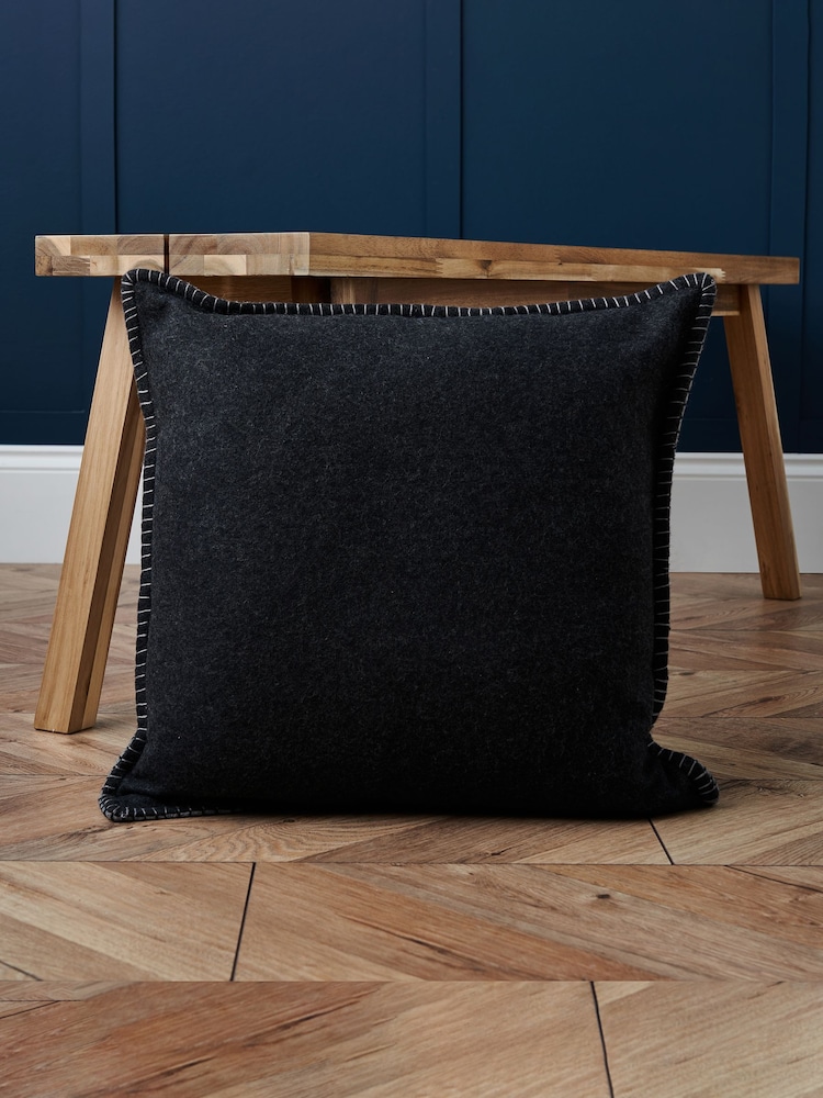 BHS Grey Felt Blanket Stitch Cushion - Image 1 of 5