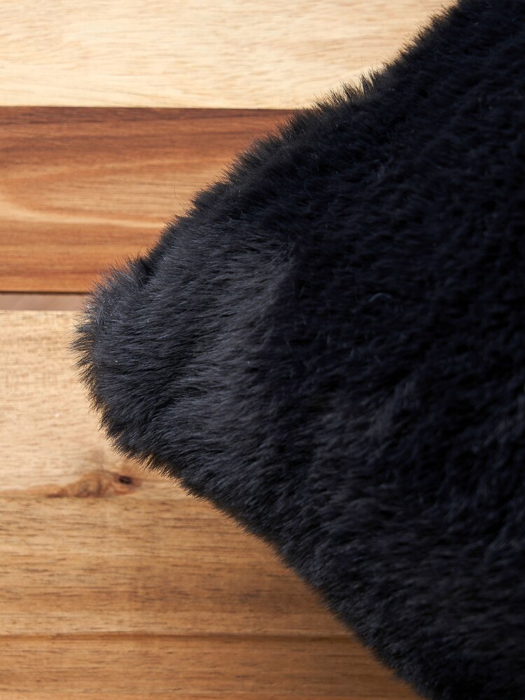BHS Black Ruched Faux Fur Cushion - Image 2 of 5 BHS Black Ruched Faux Fur Cushion - Image 2 of 5
