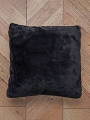 BHS Black Ruched Faux Fur Cushion - Image 3 of 5