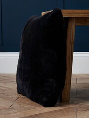 BHS Black Ruched Faux Fur Cushion - Image 4 of 5