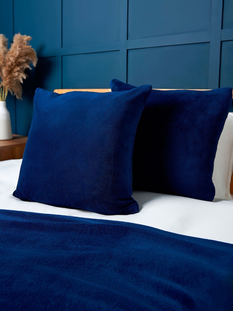 BHS Navy Blue Microfleece 45x45cm Cushion - Image 1 of 5 BHS Navy Blue Microfleece 45x45cm Cushion - Image 1 of 5