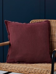 BHS Burgundy Red Cotton Fringe Cushion - Image 1 of 5