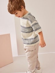 Ecru Natural Knitted Linen Blend T-Shirt (3mths-7yrs) - Image 1 of 7