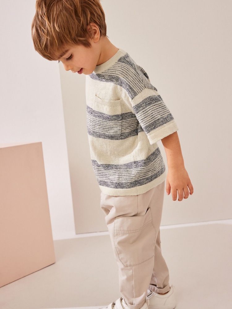 Ecru Natural Knitted Linen Blend T-Shirt (3mths-7yrs) - Image 1 of 7