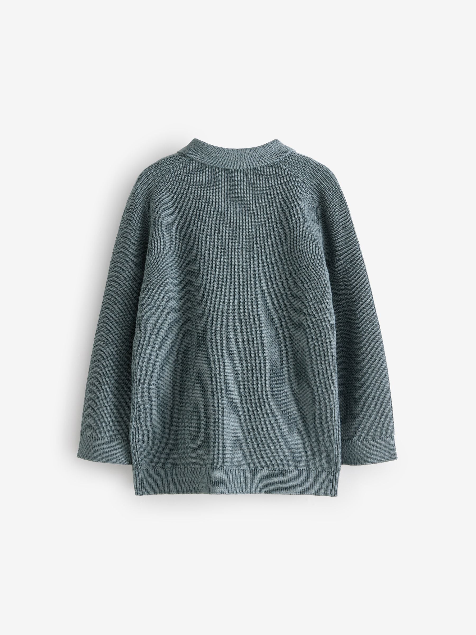 Buy Teal Blue Long Sleeve Quarter Zip Knitted Polo Shirt (3mths