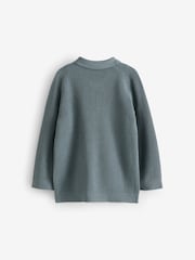 Modrozelena modra - dolg rokav; z dolgimi rokavi Quarter Zip Knitted polo majice (3mths-7yrs) - Slika 5 iz 7