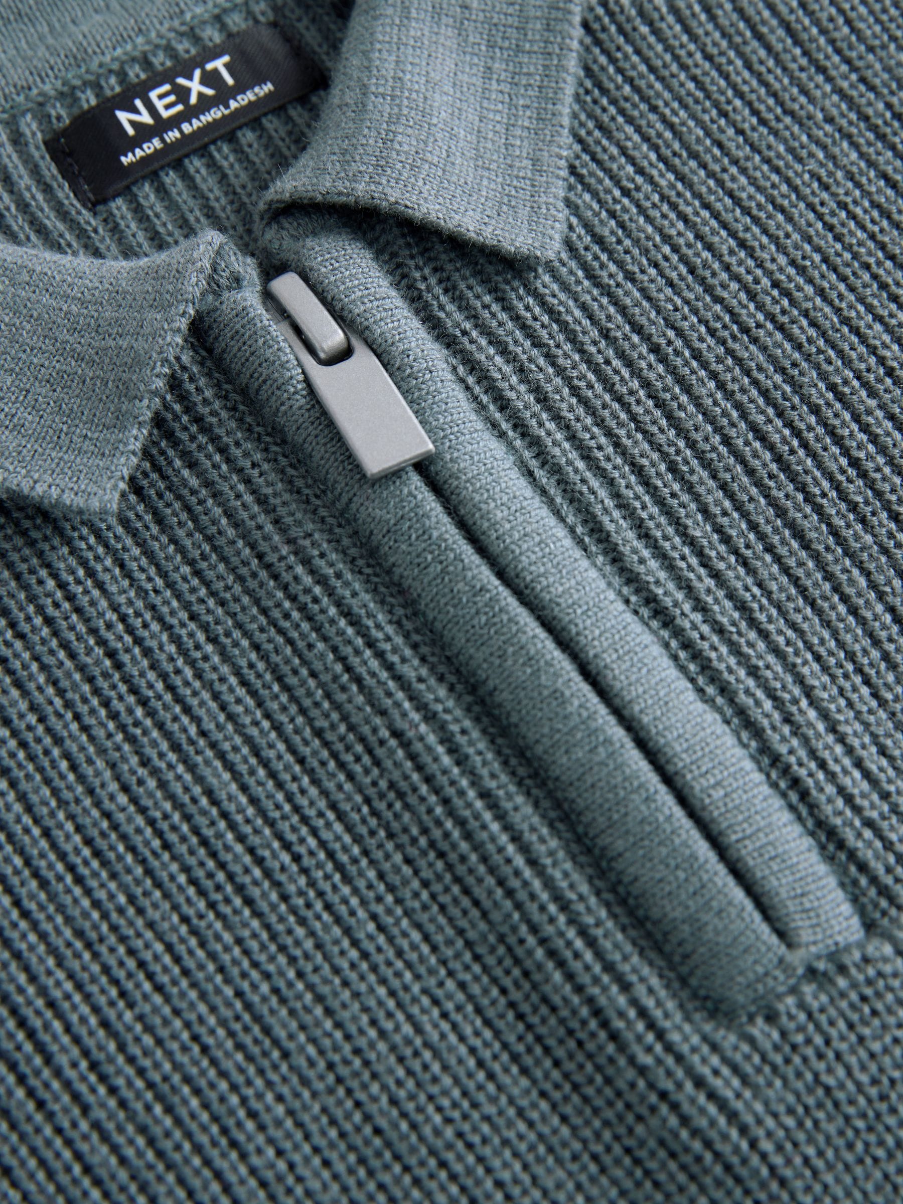 Buy Teal Blue Long Sleeve Quarter Zip Knitted Polo Shirt (3mths