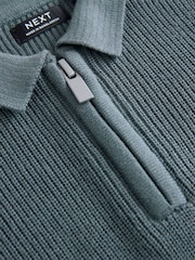 Modrozelena modra - dolg rokav; z dolgimi rokavi Quarter Zip Knitted polo majice (3mths-7yrs) - Slika 6 iz 7